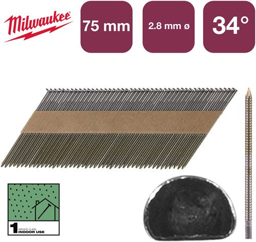 Milwaukee accessoires nagels d-kop 34° 75mm rs b sc1 | 2.200 stuks - 4932492602