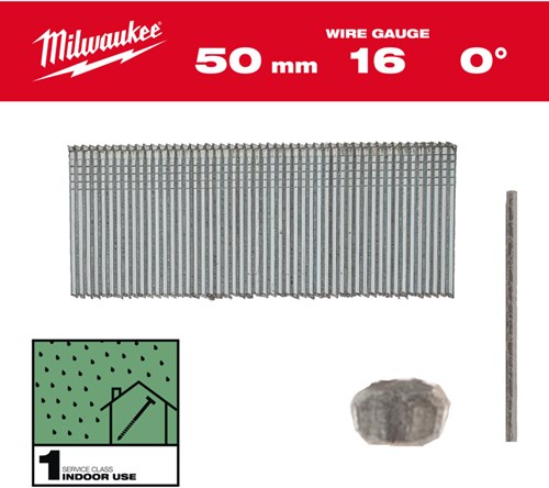 Milwaukee afwerkspijker gegalvaniseerd | 16g | 50mm | sc1 | 2500 stuks - 4932498316