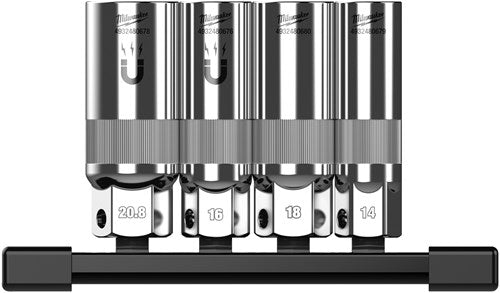 Milwaukee bougiedoppenset | 3 8 | op rail | 4-delig - 4932498383