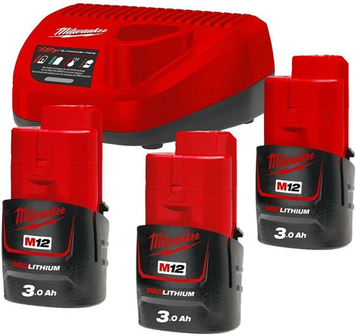 Milwaukee m12 nrg-303 | m12 accuset 12v (3x 3.0ah accu + c12 c lader) - 4933459207