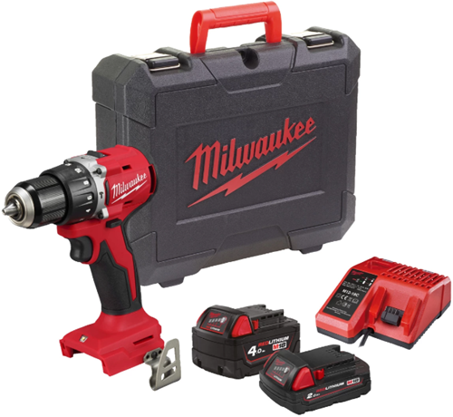 Milwaukee m18 blpdrc-422c m18 accu klopboormachine 60nm compact brushless, 1 x 4,0 ah 1x 2,0ah - 4933492825