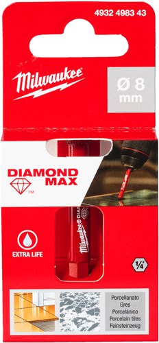 Milwaukee accessoires milwaukee tegelboor | diamond max™ | 1 4 nat droog | 8 mm 1 4 hex - 4932498343