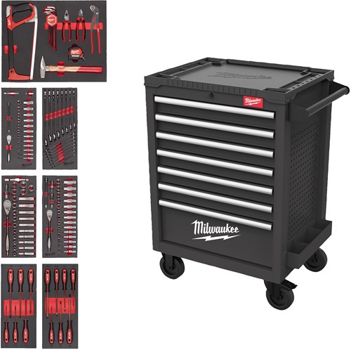 Milwaukee toolguard gevulde stalen gereedschapswagen | 27 69 cm | grijs | 131-delig - 4932500741