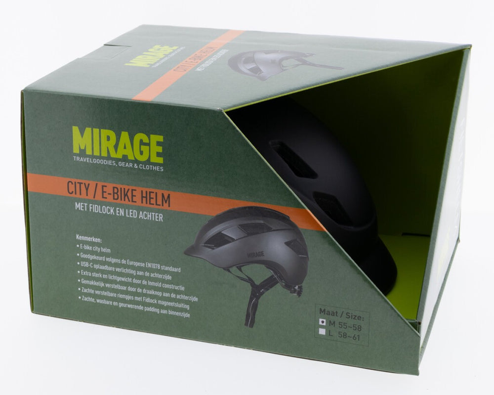 Buzaglo mirage urban helm e-bike led 58-61cm mat zwart