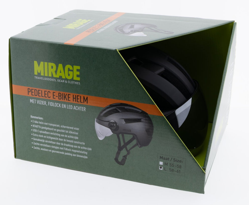 Buzaglo mirage urban helm speed pedelec led 55-58cm mat zwart