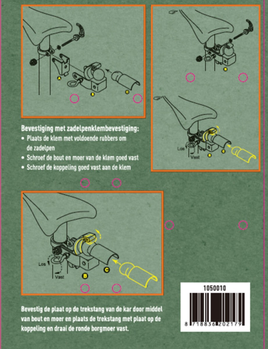 attelage de remorque de vélo acier argent