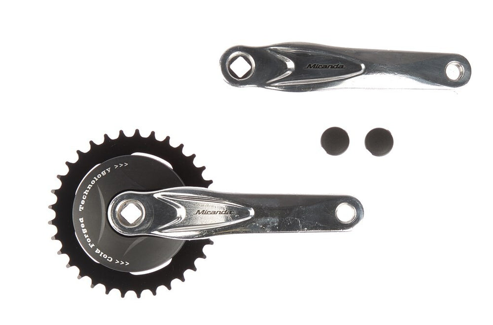 Miranda Alfa 1 crankstel met schijf 95mm 33 tands gepolijst zwart 572333