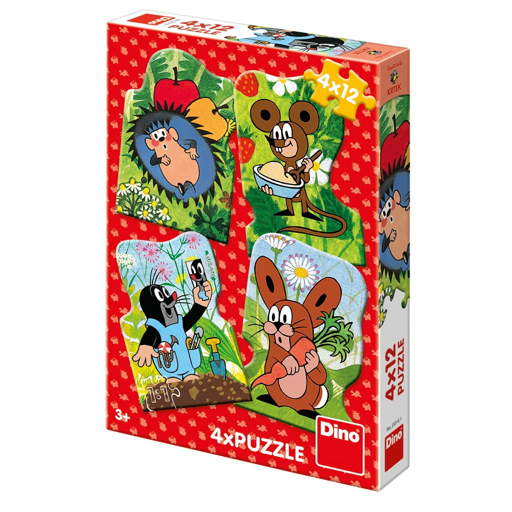 Dinotoys dino puzzel - molletje en zijn vriendjes - 4 x 12 stukjes