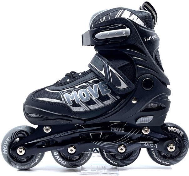 Inline skates Fast semi-softboot verstelbaar zwart maat 38-41
