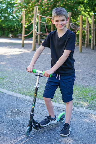 2-wiel Kinderstep Opvouwbaar Voetrem Zwart Groen