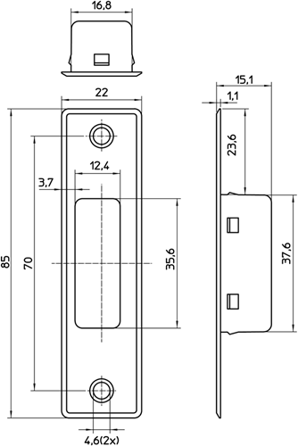 Nemef 1938 sluitplaat | kunststof 22x85mm | dr 1+2+3+4 | 85 x 22 x 15,1 mm - 9193800000
