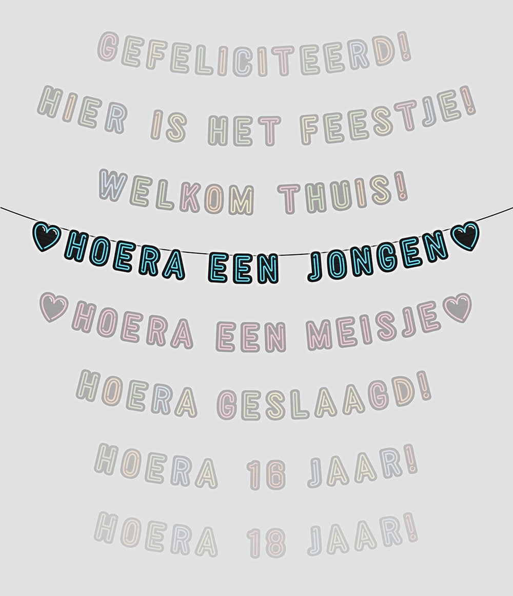 Paperdreams neon slinger 5m - hoera een jongen!