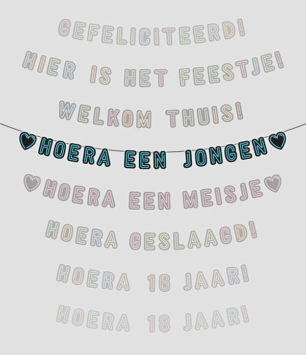 Paperdreams neon slinger 5m - hoera een jongen!