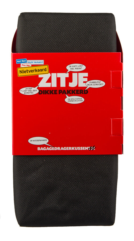 Gerecycled kussen zitje achterdrager zwart-grijs