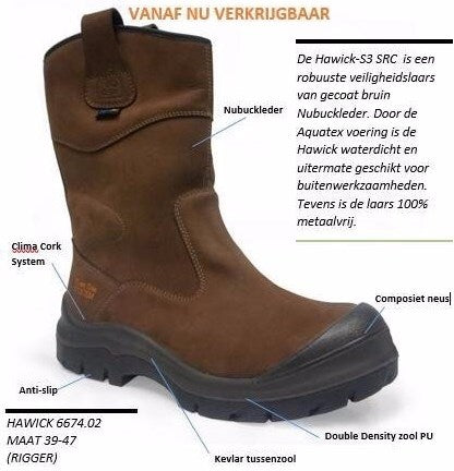 No risk werklaars hawick aqua-tex xw 1674.02 metaalvrij s3 | bruin | maat 47 - 00.071.011.47