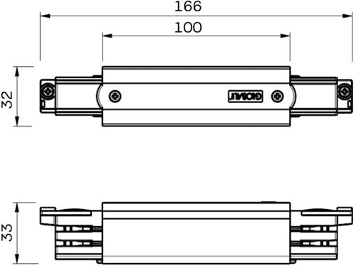 Nordic aansluitstuk tbv. rail wit midden 3-fase 5050024