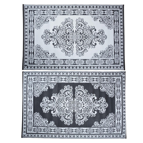 Esschert design tuintapijt perzisch motief 186x120cm zwart wit