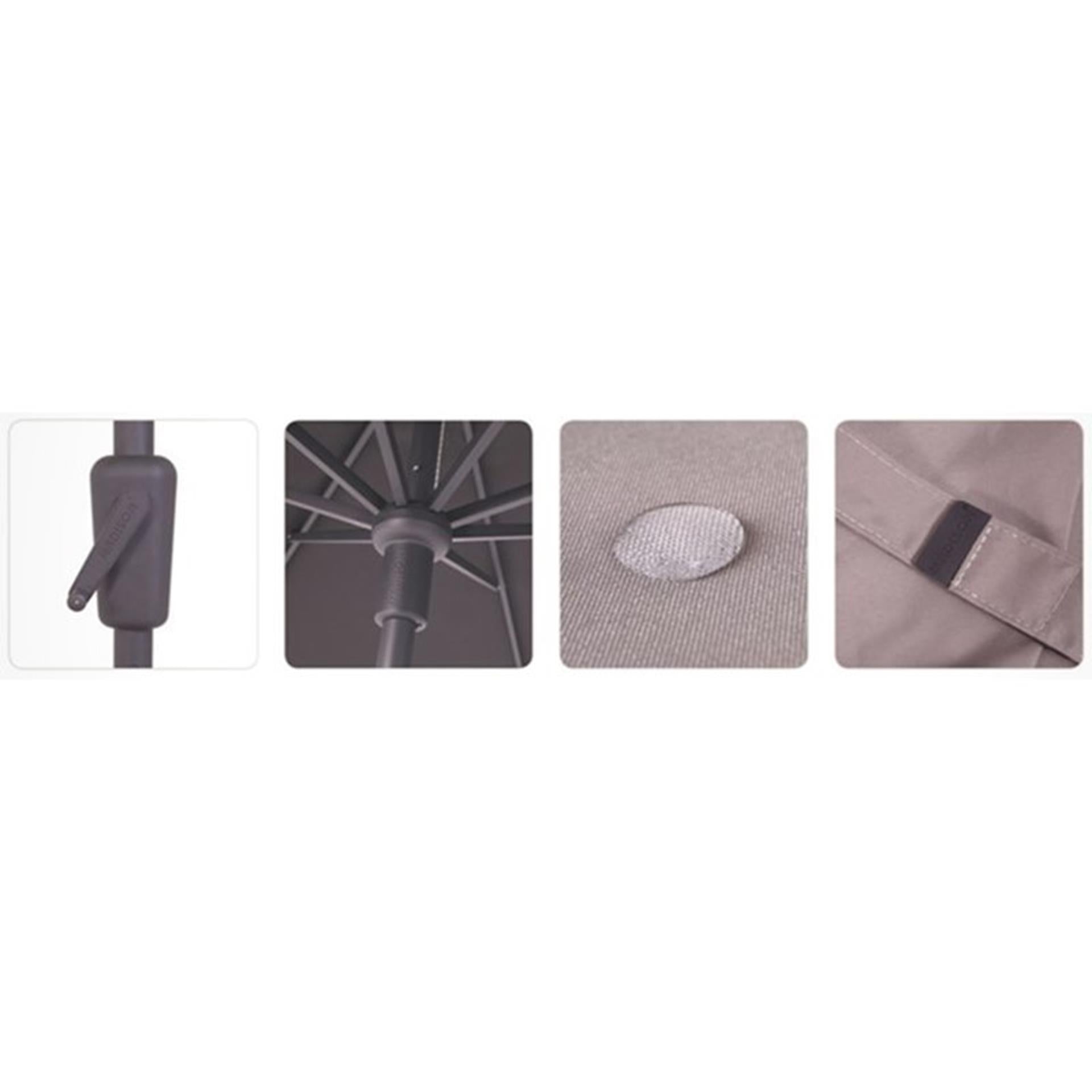 Madison parasol syros vierkant opdraai 280x280cm taupe