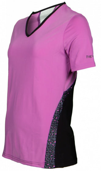 sportshirt dames polyester elastaan ​​roze zwart mt L
