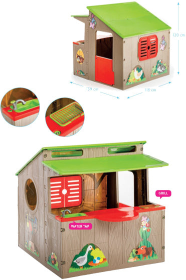 Kiosk Speelhuis 139 x 118 cm Bruin groen rood