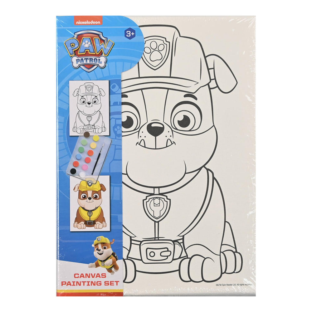 Canvas schilderset paw patrol incl. 12 verschillende kleuren waterverf + penseel 18x25cm