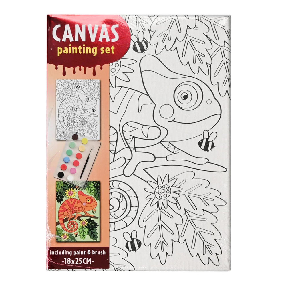 Canvas schilderset neutraal 18x25cm met verf en kwast