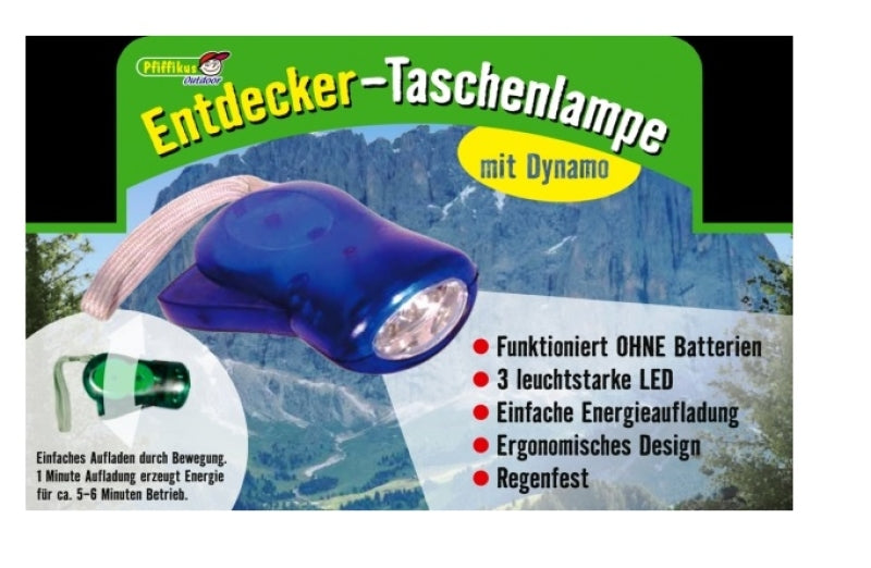Pfiffikus zaklamp met dynamo (2 ass.)