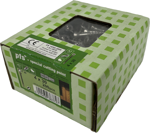 Pgb-europe pfs+ | rvs spaanplaatschroef pfs+ vzk-t ø 4,0x30 a2 - 200 stuks - pfwvtga00004000303