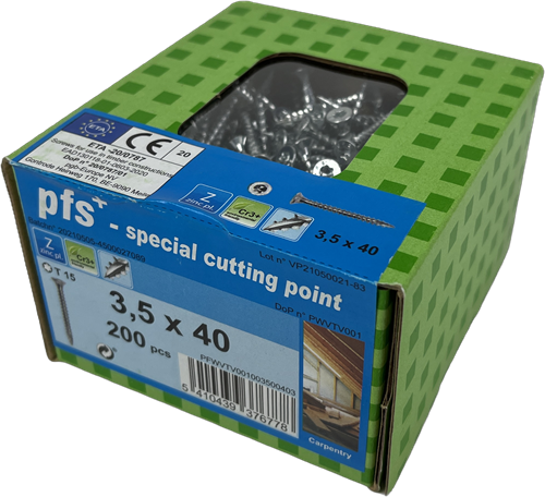 Pgb-europe pfs+ | spaanplaatschroef pfs+ vzk-t ø 3,5x40 zn - pfwvtv001003500403
