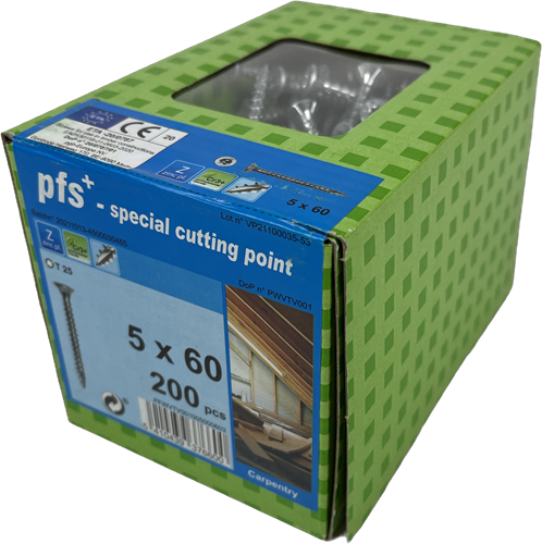 Pgb-europe pfs+ | spaanplaatschroef pfs+ vzk-t ø 5,0x60 zn tx20 – pfwvtv001005000603