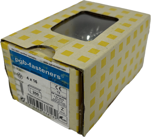 Pgb-europe pgb-fasteners universele spaanplaatschroef vk-t voldraad verzonken kop ø4,0x16 zn tx20 | 200 st | pgwvtv001004000163