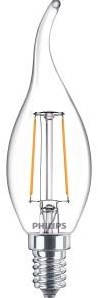 Philips led tipkaars e14 2-25w 2700k filament helder blister - 5100554