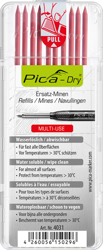 Pica vullingen-set | 10x rood | vochtig afneembaar 10 stiften set | 1 stuk - 4031 - 4031