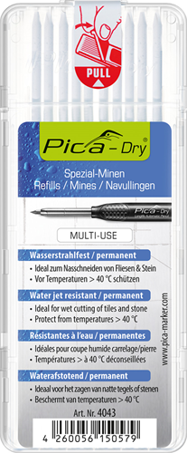 Pica vullingenset | 10x wit | waterbestendig | dry 4043 | 10 stiften set | 1 stuk - 4043 - 4043