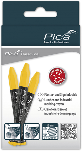 Pica 590 44 markeerkrijt pro | 12x120mm | geel | 12 stuks - pi59044