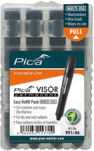 Pica 991 46 visor permanent marker navulling - zwart - 4 stuks