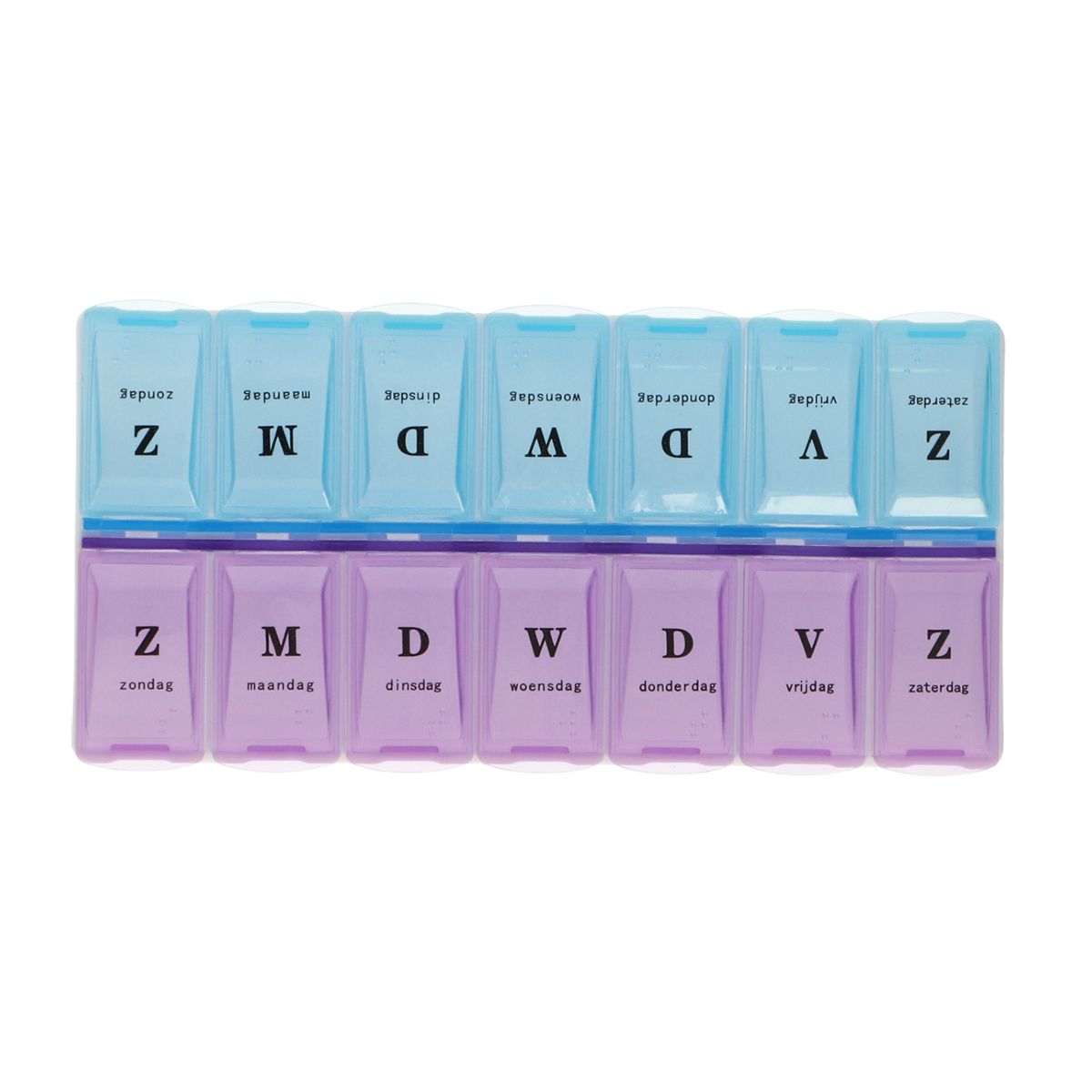 Jvdl pillendoos 7 dagen ochtend - avond blauw paars