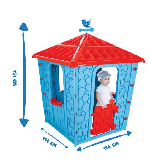 Stone Speelhuisje 114 x 114 x 151 cm Blauw Rood