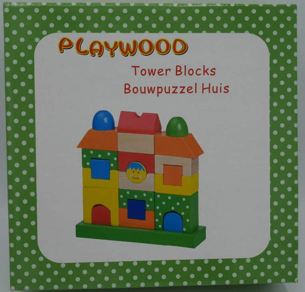 Playwood houten blokken huis in mooie kleuren