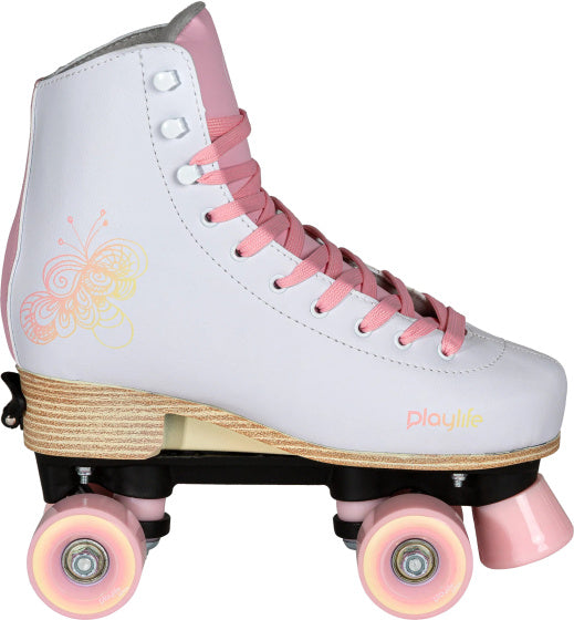 Klassieke verstelbare rolschaatsen junior wit roze maat 35 38