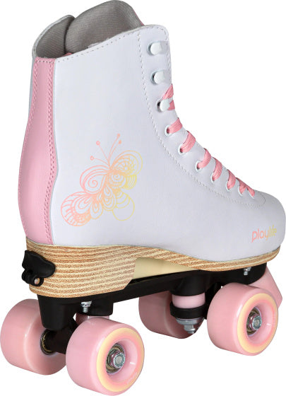 Klassieke verstelbare rolschaatsen junior wit roze maat 35 38