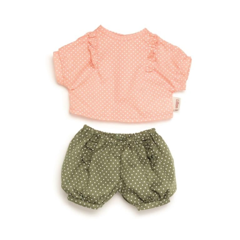Skrallan poppenkleding setje polkadot (36-40cm)