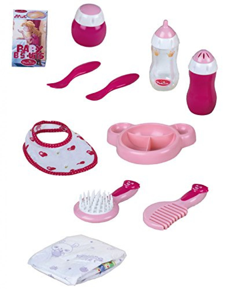 Klein poppenverzorgings- en eetset (11-delig)