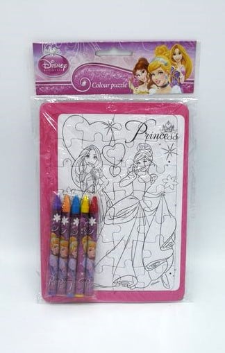 Van der doelen disney prinses puzzel die je zelf mag inkleuren, 28 stukjes met kleurpotloden