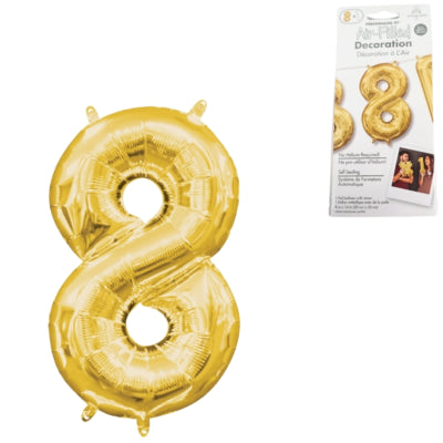 Amscan folie ballon cijfer 8 goudkleurig 22 cm x 35 cm | 40 stuks