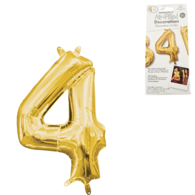 Amscan folie ballon cijfer 4 goudkleurig 22 cm x 35 cm | 40 stuks