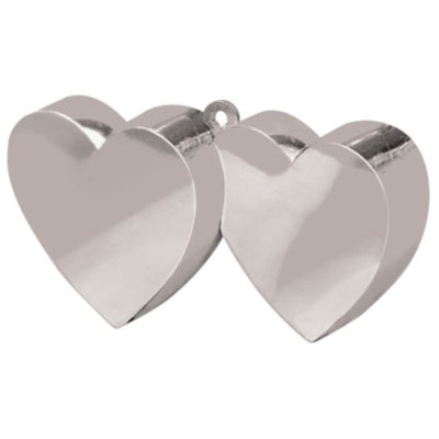 Amscan ballongewicht hartjes zilverkleurig 12 cm | 24 stuks