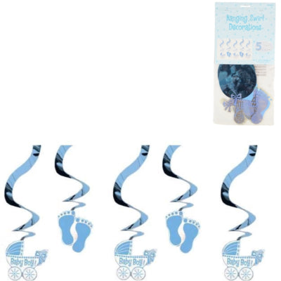 Amscan spiraal hanger baby boy folie 61 cm set van 5 | 24 stuks