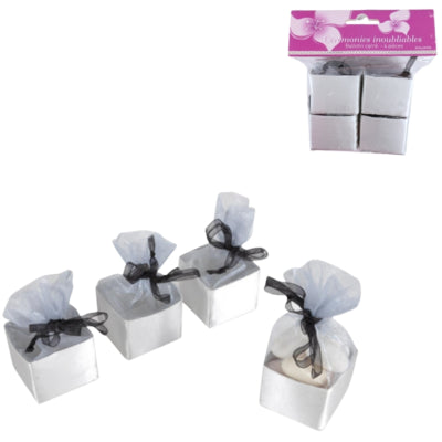 Cadeauverpakking ballotin satijn zilverkleurig set van 4 | 24 stuks