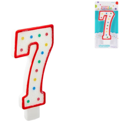 Amscan taartkaars cijfer 7 wit 13 cm | 24 stuks